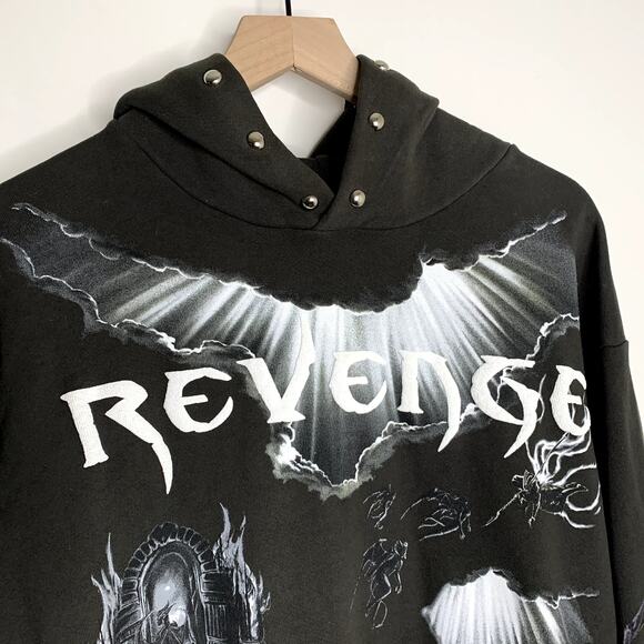 Revenge x Diablo 4 Hoodie Men’s Medium Made In The USA Black Graphic - Picture 4 of 14